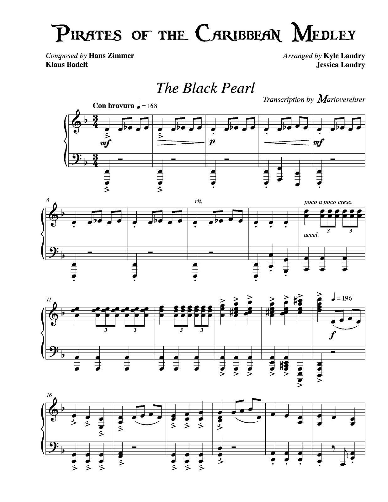 Pirates Of The Caribbean Theme Song Piano Sheet Music Free Download